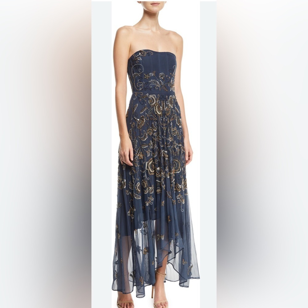 ✨Haute Hippie Evening Collection Tango Strapless Illusion Beaded Gown, size 0